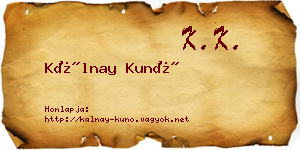 Kálnay Kunó névjegykártya